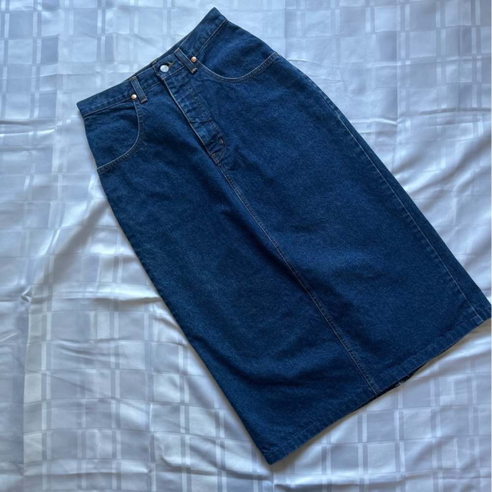 Wrangler Vintage High-rise Straight Cut Mid-length Denim Skirt